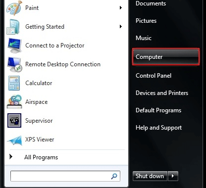 Windows 7 Start Menu, Computer